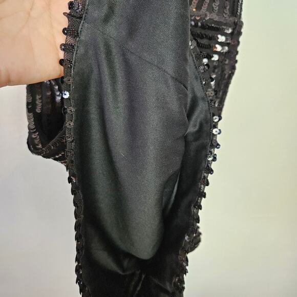 Tiger Mist Sequin Halter Mini Dress S Black Cutout Front Sleeveless Keyhole‎ - Picture 5 of 11